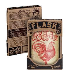 Lucky Jack 8 oz Stainless Steel Big Cock Hip Flask