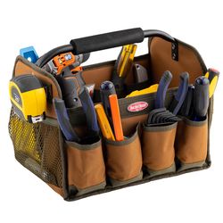 Bucket Boss 12.5 in. W X 11 in. H Polyester Tote Bag 23 pocket Brown