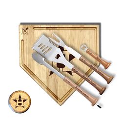 Baseball BBQ MLB Stainless Steel Natural Grill Tool Set 1 pk