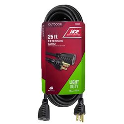 Ace Outdoor 25 ft. L Black Extension Cord 16/3 SJTW