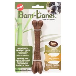 Spot Bam-bones For Dog Brown Bamboo Fibers Bacon Bone Pet Toy Medium 1 pk