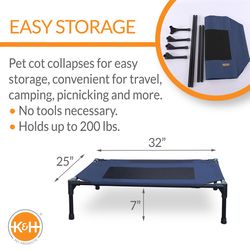 K&H Pet Prodcuts Blue Denier Fabric Original Elevated Pet Bed 25 in. H X 7 in. W X 32 in. L