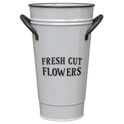 Panacea 9 in. H Metal Milkhouse Fresh Cut Flowers Planter White