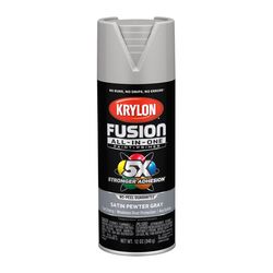 Krylon Fusion All-In-One Satin Pewter Gray Paint+Primer Spray Paint 12 oz