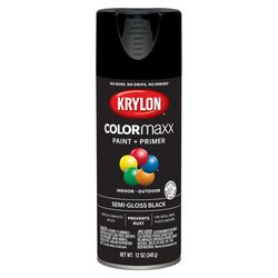 Krylon ColorMaxx Semi-Gloss Black Paint + Primer Spray Paint 12 oz