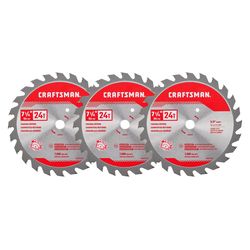 CRAFTSMAN 7-1/4 in. D X 5/8 in. Carbide Tipped Steel Circular Saw Blade Set 24 teeth 3 pk