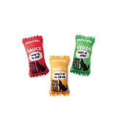 Pet Shop by Fringe Studio For Dog Multicolored Plush Howling Hot Sauce Dog Toy Small 3 pk