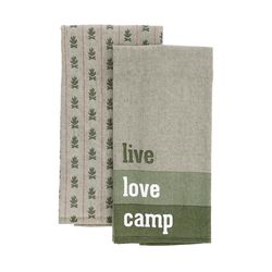 Pavilion We People Green/Gray Cotton Camping Tea Towel 2 pk