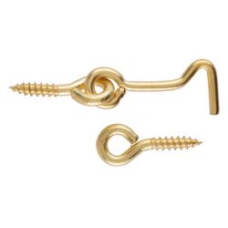 Ace Small Polished Brass Green Brass 1.5 in. L Hook and Eye 2 pk