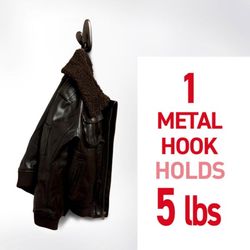 3M Command 4-1/8 in. L Brushed Nickel Metal Large Hook 5 lb. cap. 1 pk