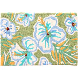 Jellybean 30 in. W X 20 in. L Multicolored Tropical Hibiscus Polyester Accent Rug