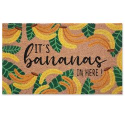 First Concept 18 in. W X 30 in. L Multi-Color It’s Bananas In Here Coir Door Mat