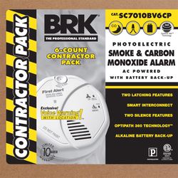 First Alert Hard-Wired w/Battery Back-Up Photoelectric Smoke and Carbon Monoxide Detector 6 pk