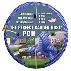 The Perfect Garden Hose 5/8 in. D X 100 ft. L Light Duty Professional Grade Flexible Garden Hose Blu