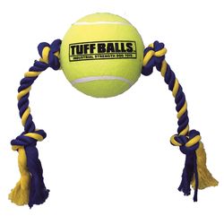 Petsport Tuff Ball For Dog Green Polyster/Rubber Mega Tug Rope Rope with Tennis Ball Dog Toy Large 1