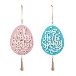 Glitzhome Easter Eggs Hanging Sign Metal 2 pc