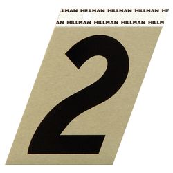 HILLMAN 3 in. Reflective Black Vinyl Self-Adhesive Number 2 3 pc