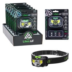 LitezAll 300 lm Black LED Rechargeable Head Lamp