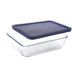 Pyrex Rectangular Glass Storage Dish with Lid Rectangular 6 cup Blue
