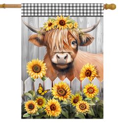 Briarwood Lane Highland Cow House Flag 28 in. W X 40 in. L