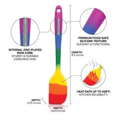 HIC KITCHEN Rainbow Silicone/Zinc Mini Scraper