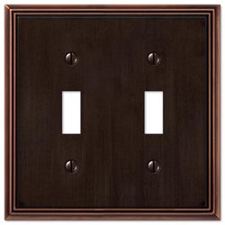 Amerelle Metro Aged Bronze 2 gang Die-Cast Metal Toggle Wall Plate 1 pk