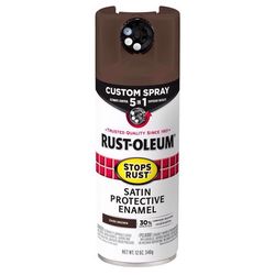Rust-Oleum Stops Rust Indoor and Outdoor Satin Dark Brown Oil Modified Alkyd Spray Paint 12 oz