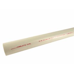 Charlotte Pipe Schedule 40 PVC Dual Rated Pipe 1-1/2 in. D X 10 ft. L Plain End 330 psi