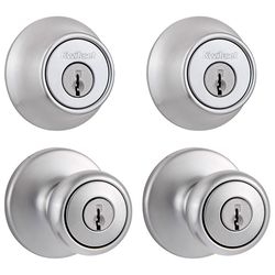 Kwikset Tylo Satin Chrome Deadbolt and Entry Door Knob 1-3/4 in.