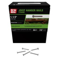 Grip-Rite No. 9 1-1/2 in. Joist Hanger Hot-Dipped Galvanized Steel Nail Flat Head 5 lb