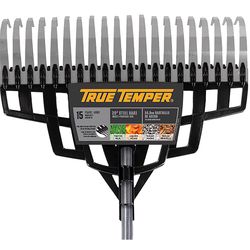 True Temper 65.25 in. 20 Tine Steel Lawn Rake Wood Handle