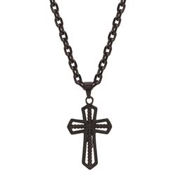 Montana Silversmiths Men's Darkest Night Cross Black Necklace Water Resistant
