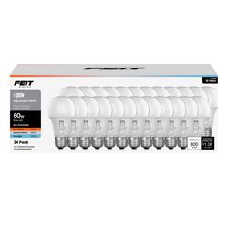 Feit A19 E26 (Medium) LED Bulb Adjustable White 60 Watt Equivalence 24 pk