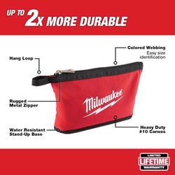 Milwaukee Canvas Tool Pouch 1 pocket Red 1 pc