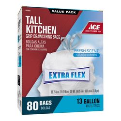 Ace 13 gal Fresh Kitchen Trash Bags Drawstring 80 pk