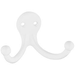 National Hardware 2.93 in. L White Zinc Double Clothes Hook 35 lb. cap. 1 pk