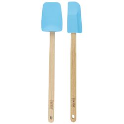Tovolo Ice Blue Silicone/Wood Mini Spatula and Spoonula
