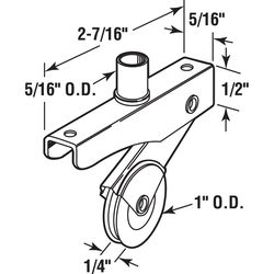 Prime-Line 1 in. D X 0.25 in. L Steel Roller Assembly 2 pk