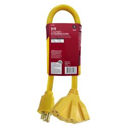 Ace Indoor or Outdoor 2 ft. L Yellow Triple Outlet Cord 12/3 STW