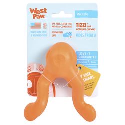 West Paw Zogoflex For Dog Orange Plastic Tizzi Tug Dog Treat Toy/Dispenser Small 1 pk