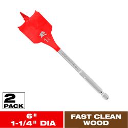 Diablo 1-1/4 in. X 6 in. L High Speed Steel Clean Wood Spade Bit Hex Shank 2 pk