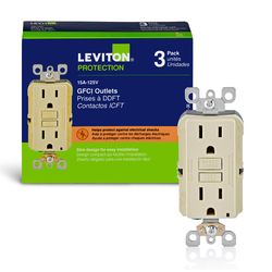 Leviton SmartlockPro 15 amps 125 V Duplex Ivory GFCI Outlet 5-15R 3 pk