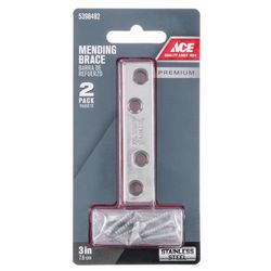 Ace 3 in. H X 0.625 in. W X 3 in. L Stainless Steel Mending Brace