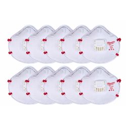 Milwaukee N95 Respirator Valved White One Size Fits All 10 pk