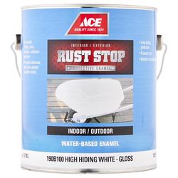 Ace Rust Stop Indoor and Outdoor Gloss White Water-Based Enamel Rust Prevention Paint 1 gal