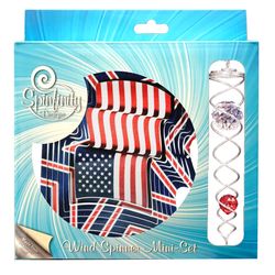 Spinfinity Designs Multi-color Stainless Steel 6.5 in. US Flag Mini Set Outdoor Spinner