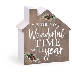 P. Graham Dunn Multicolored House - It's the Most Wonderful Time of the Year Sign 3.26 in.