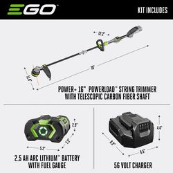 EGO Powerload ST1611T Battery String Trimmer Kit (Battery & Charger)