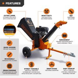 DK2 By Marlon 6.25 in. D 420 cc Gas OHV Wood Chipper Shredder 15 HP