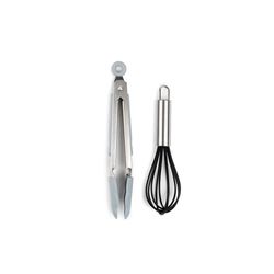 Core Home Silver Silicone/Stainless Steel Whisk Tong Set